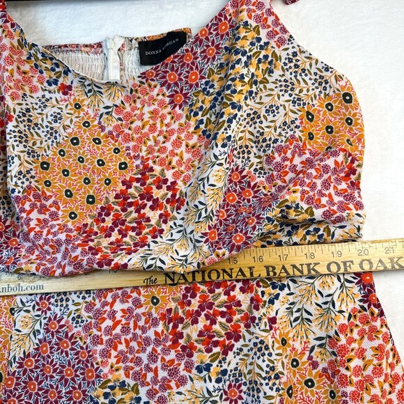 Donna Morgan Women's Sleeveless Ruffle Strap Dress Sz 16W Floral Patchwork Fairy - Picture 11 of 15